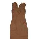 ANNE FONTAINE Womens Brown Sleeveless Midi Dress Cotton Blend Lace-Up V-Neck S