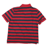 NAUTICA Mens Red & Navy Striped Short Sleeve Polo Shirt XL Cotton Blend Casual
