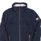TOMMY HILFIGER Womens Navy Blue Zip Jacket XS Polyester Blend Plain Casual Warm