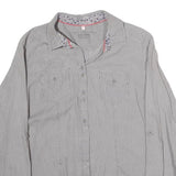GIN & TONIC Womens Grey & White Striped Shirt M Cotton Blend Long Sleeve Casual