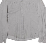 GIN & TONIC Womens Grey & White Striped Shirt M Cotton Blend Long Sleeve Casual