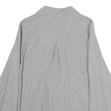 GIN & TONIC Womens Grey & White Striped Shirt M Cotton Blend Long Sleeve Casual