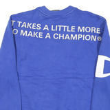 CHAMPION Mens Blue Crew Neck S Cotton Blend Pullover Sweatshirt Logo Print