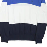 TOMMY HILFIGER Mens Blue & White & Navy Plain Crew Neck Basic Knit L Jumper