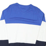 TOMMY HILFIGER Mens Blue & White & Navy Plain Crew Neck Basic Knit L Jumper