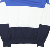 TOMMY HILFIGER Mens Blue & White & Navy Plain Crew Neck Basic Knit L Jumper