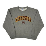 Minnesota Russell Athletic College Sweatshirt - Large Grey Cotton Blend