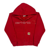 Age 6-7 Carhartt Spellout Hoodie - Small Red Cotton Blend