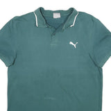 PUMA Mens Green Polo Shirt Short Sleeve Plain M Cotton Blend Sport Casual