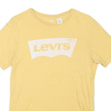 LEVI'S Mens Yellow Cotton Blend T-Shirt S Short Sleeve Round Neck Logo Print