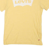 LEVI'S Mens Yellow Cotton Blend T-Shirt S Short Sleeve Round Neck Logo Print