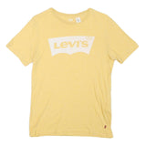 LEVI'S Mens Yellow Cotton Blend T-Shirt S Short Sleeve Round Neck Logo Print