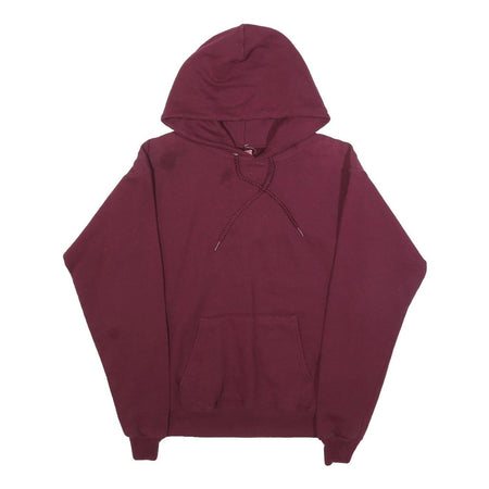 HANES Mens Maroon Pullover Hoodie S Plain Cotton Blend Casual Workwear