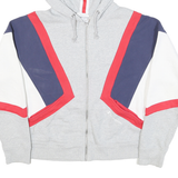 CHAMPION Mens Grey Navy & Red Full Zip Hoodie M Colourblock Casual Sportswear