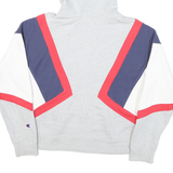CHAMPION Mens Grey Navy & Red Full Zip Hoodie M Colourblock Casual Sportswear