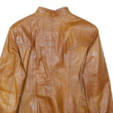 GUNS LEATHER Womens Brown Leather Zip Jacket 2XL Slim Fit Classic Stylish