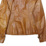 GUNS LEATHER Womens Brown Leather Zip Jacket 2XL Slim Fit Classic Stylish