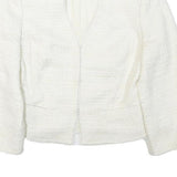 PHASE EIGHT Womens White Textured Jacket S Polyester Blend Button Closure