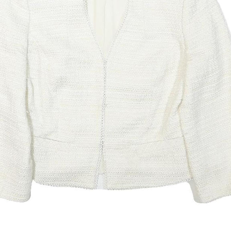 PHASE EIGHT Womens White Textured Jacket S Polyester Blend Button Closure