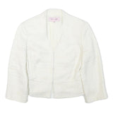 PHASE EIGHT Womens White Textured Jacket S Polyester Blend Button Closure