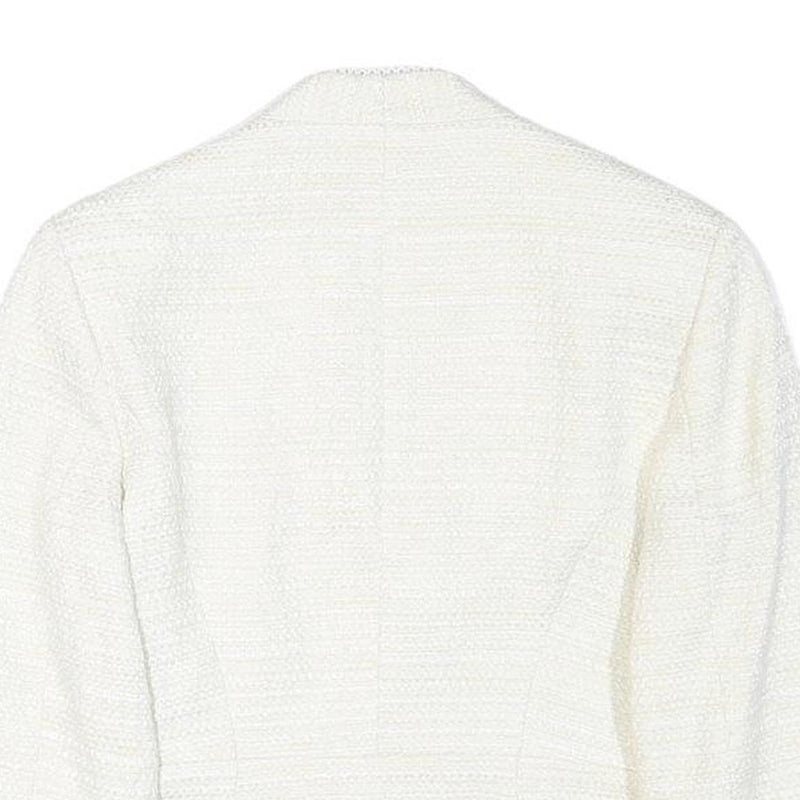 PHASE EIGHT Womens White Textured Jacket S Polyester Blend Button Closure