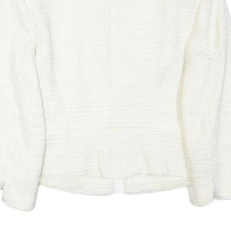 PHASE EIGHT Womens White Textured Jacket S Polyester Blend Button Closure