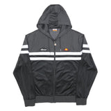 ELLESSE Womens Black & Grey Zip Up Hooded Polyester Blend Hoodie UK 14