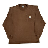 Carhartt Long Sleeve T-Shirt - Large Brown Cotton
