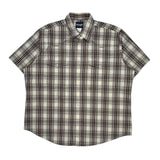 Wrangler Checked Short Sleeve Shirt - Large Cream Cotton