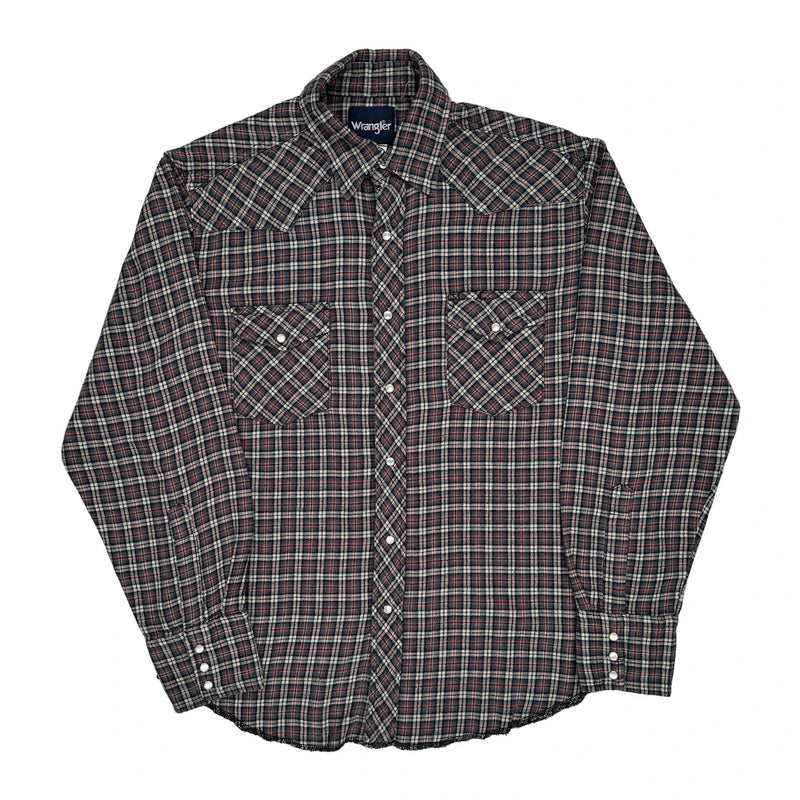 Wrangler Checked Flannel Shirt - Large Multicoloured Cotton