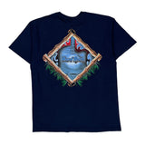 Hard Rock Cafe Graphic T-Shirt - Large Navy Cotton