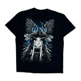 Liquid Blue Graphic T-Shirt - Large Black Cotton