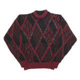 CAMBRIDGE CLASSICS Womens Wine & Black Patterned Jumper Crew Neck Basic Knit L