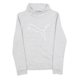 PUMA Womens Grey Cotton Blend Pullover Sweatshirt S Logo Print Soft Comfort