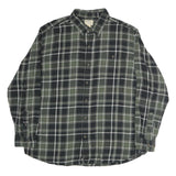 BLUE MOUNTAIN Mens Green & Black Check Shirt XL Cotton Long Sleeve Casual