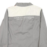 HARLEY DAVIDSON Womens Grey & Orange Racing Shirt L Cotton Blend Casual Fit Long