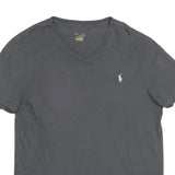POLO RALPH LAUREN Mens Grey V-Neck Cotton Blend T-Shirt M Classic Short Sleeve
