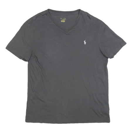 POLO RALPH LAUREN Mens Grey V-Neck Cotton Blend T-Shirt M Classic Short Sleeve