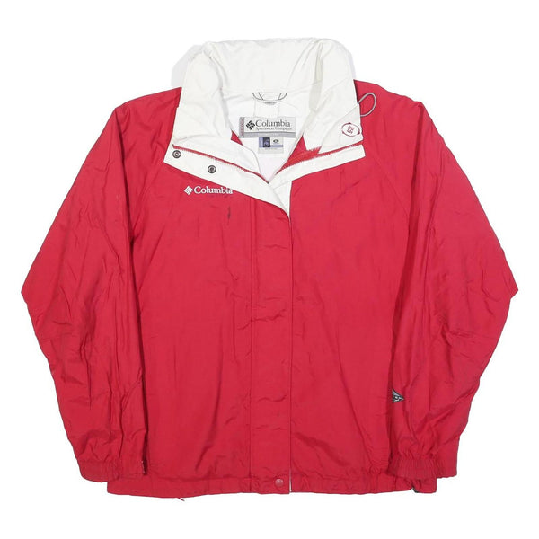 COLUMBIA Womens Red & White Outdoor Jacket XL Polyester Blend Zip Lightweight