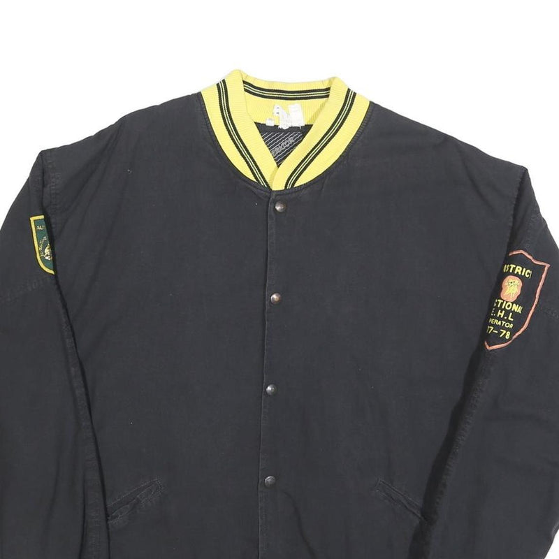 OPERATOR Mens Black & Yellow Button Jacket L Cotton Plain Casual Outerwear