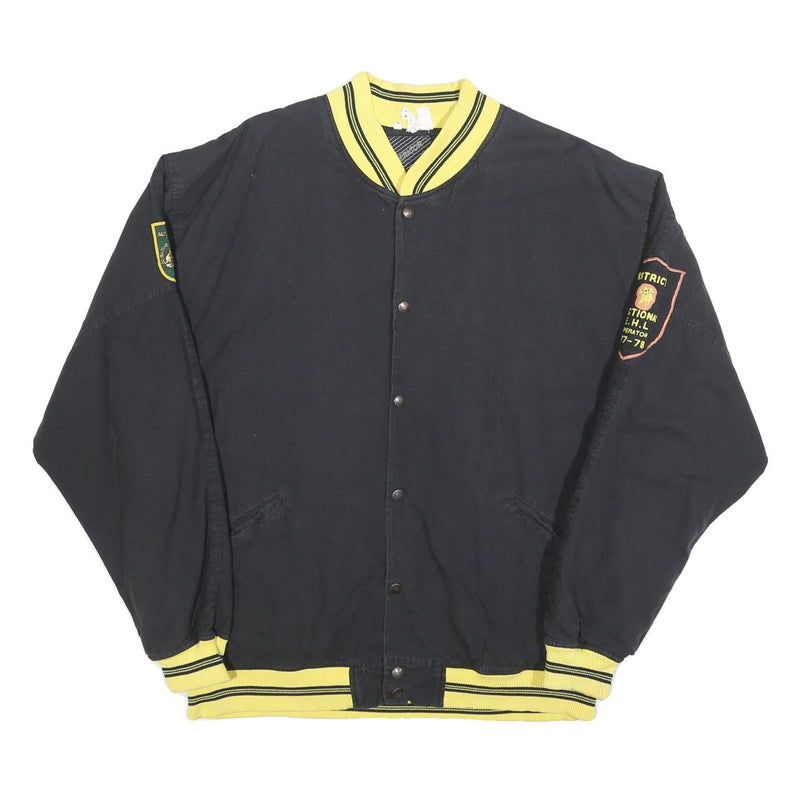 OPERATOR Mens Black & Yellow Button Jacket L Cotton Plain Casual Outerwear
