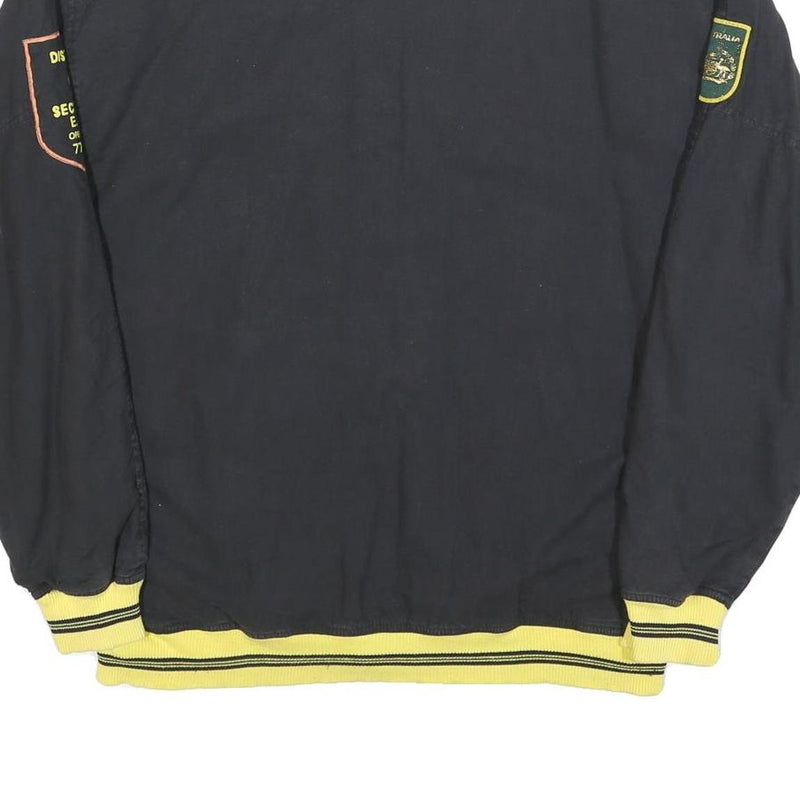 OPERATOR Mens Black & Yellow Button Jacket L Cotton Plain Casual Outerwear