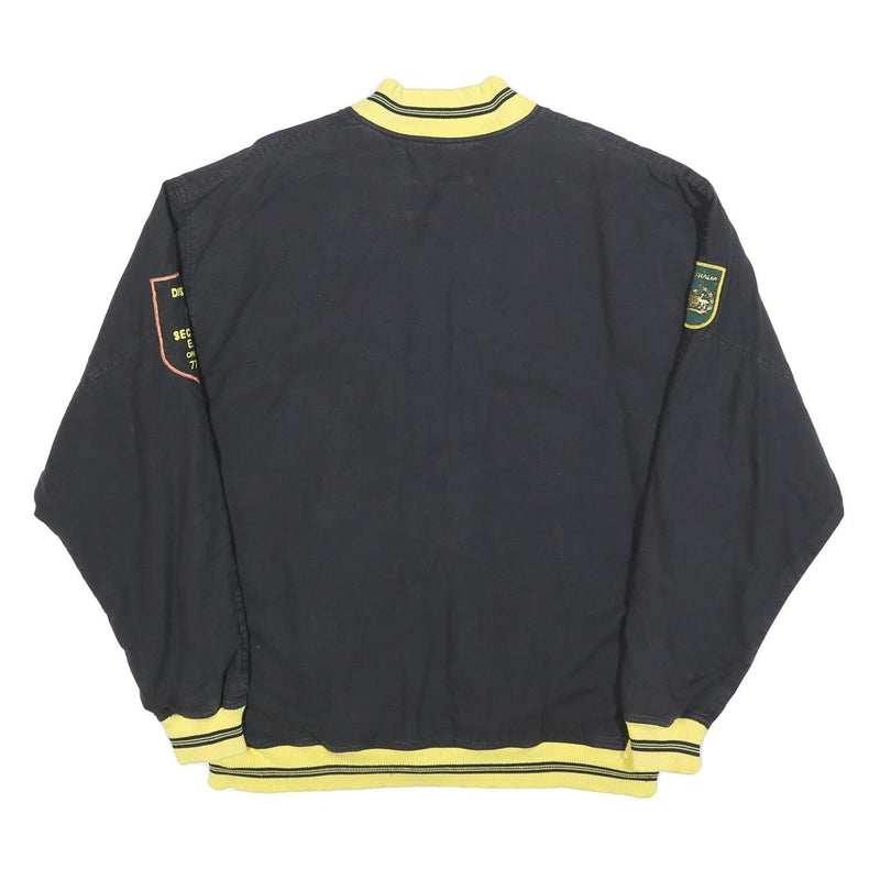 OPERATOR Mens Black & Yellow Button Jacket L Cotton Plain Casual Outerwear