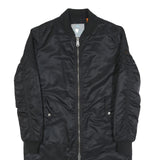 ALPHA INDUSTRIES Womens Black Long Sleeve Zip Up Polyester Jacket M Bomber