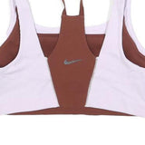 NIKE Womens Brown & White Sports Top Sleeveless Scoop Neck S Athletic Gym