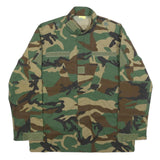 Mens Green & Brown Camouflage Zip Jacket L Cotton Blend Military Style Outdoor