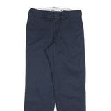 DICKIES Mens Cotton Navy Regular Straight Trousers W32 L32 Workwear Zip Closure