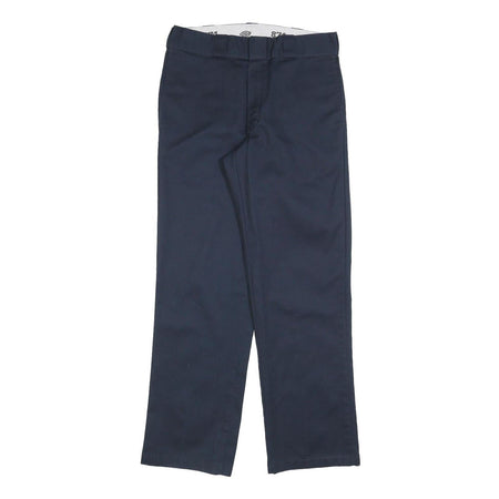 DICKIES Mens Cotton Navy Regular Straight Trousers W32 L32 Workwear Zip Closure
