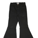 VIBRANT Womens Cotton Blend Black Regular Flared Trousers W25 L29 Stylish Retro