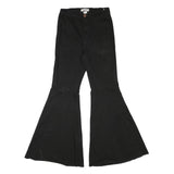 VIBRANT Womens Cotton Blend Black Regular Flared Trousers W25 L29 Stylish Retro
